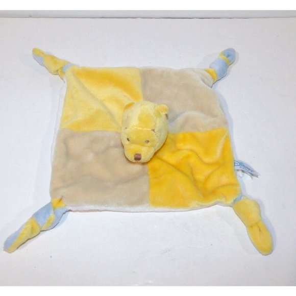 Disney Baby Winnie the Pooh Tan Yellow knotted Corners Plush Security Blanket - Picture 5 of 6